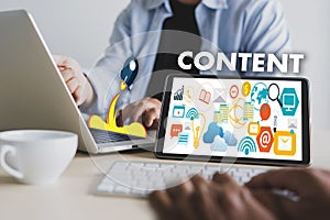Engaging CONTENT marketing Data Blogging Media Publication Information Vision Content Concept