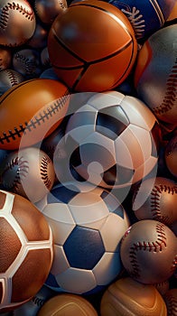 Engaging Display of Various Sports Balls in Dynamic Composition