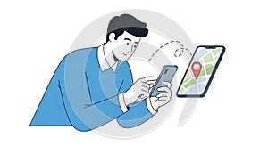 Man Using Smartphone for GPS Navigation and Location Tracking