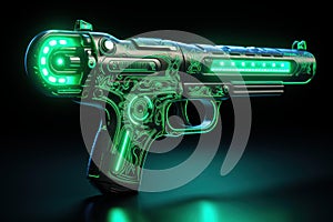 Engaging Neon pistol arcade gun. Generate Ai photo