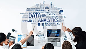 Collaborative Data Analytics Presentation in Modern Office with Charts, Graphs, and Technology Concepts for Business