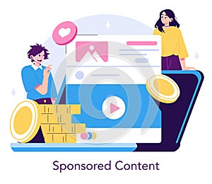 Engaging with Sponsored Content Vector