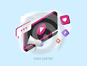 Engaging Video Content concept. Digital Video Advertising and Media Marketing. Perfect for Video Content Strategy