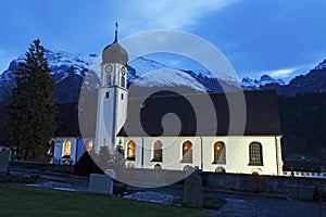 Engelberg Abbey at sunset