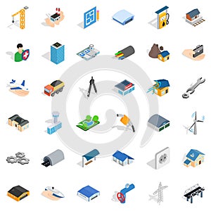 Engeneering icons set, isometric style