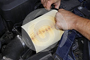 Engine air filter part change by auto mechanic