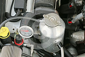 Engine bay of a car under the bonnet