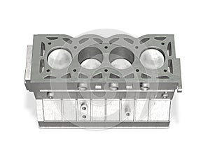 Engine block with pistons 3d rendering