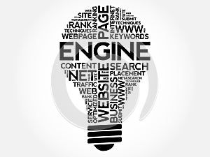 ENGINE bulb word cloud collage