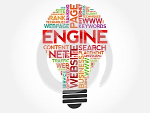 ENGINE bulb word cloud collage