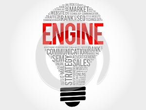 ENGINE bulb word cloud collage