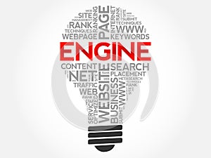 ENGINE bulb word cloud collage