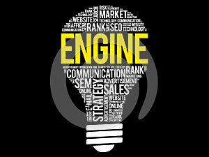 ENGINE bulb word cloud collage