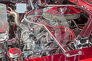 Engine compartment with chromed parts