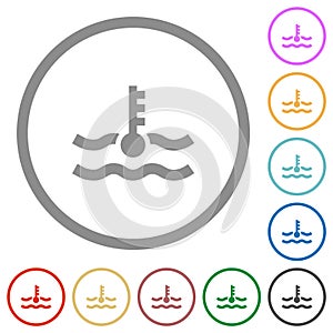 Engine coolant temperature indicator flat icons with outlines