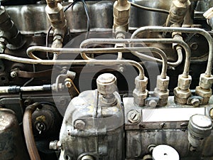 Engine details. Diesel engine. engine of the old model of agricultural tractor