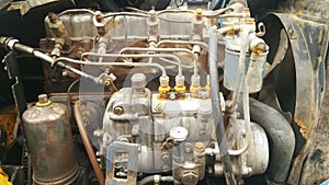 Engine details. Diesel engine. engine of the old model of agricultural tractor