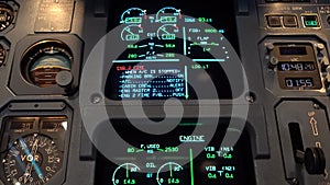 Engine fire indication and fire warning sound in the flight simulator