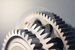 Engine gear wheel with cogs, close-up view