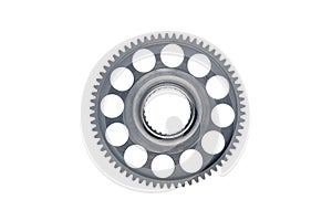 Engine gear wheel with cogs, isolated on white