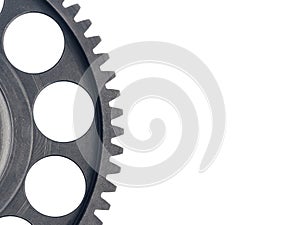 Engine gear wheel with cogs, isolated on white