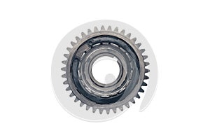 Engine gear wheel with cogs, isolated on white