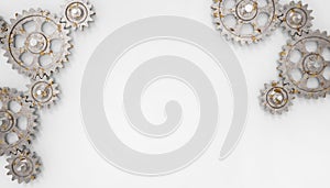 Engine gear wheels Abstract Industrial  and concepts . technology machine on isolated  white background