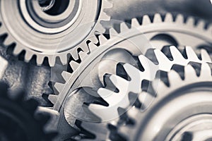 Engine gear wheels, industrial background