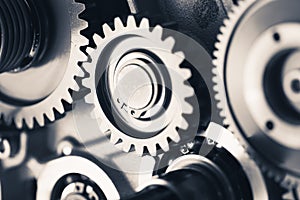 Engine gear wheels, industrial background