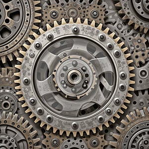 engine gear wheels, industrial background - generated by ai