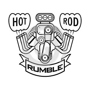 Engine hot rod muscle car speedster logo t-shirt poster banner vector