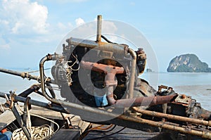 Engine Koh yao Noi Island Thailand Beach Longtail Boat