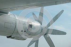 The engine of a large old bomber