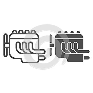 Engine line and glyph icon. Car motor vector illustration isolated on white. Car part outline style design, designed for