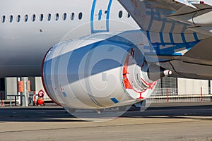 Engine of modern passenger jet plane