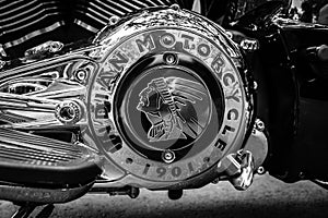 Engine of motorcycle Indian Chieftain.