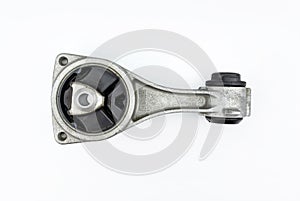 An engine mount, in the shape of an arm, used to stabilize the diesel power unit, isolated on a white background with a clipping p