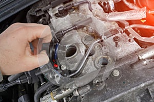 engine oil check, oil filler plug