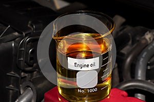 Engine oil in container, science experiment concept