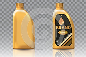 Engine oil plastic bottle package mockup set