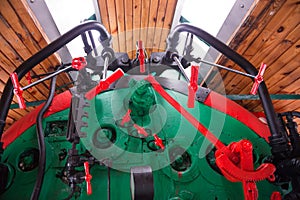 Engine of old steam locomotive train