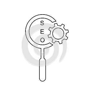 Engine, optimization, search icon. Outline vector design