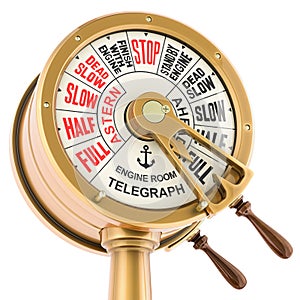 Engine Order Telegraph. Maritime Nautical Brass Ships Telegraph. 3D rendering