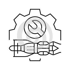 engine overhaul aircraft line icon vector illustration