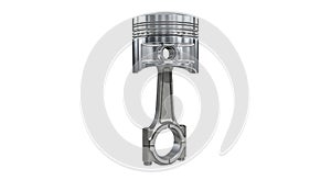 Engine piston and connecting rod isolated on white background