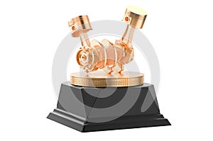 Engine pistons golden award concept. 3D rendering