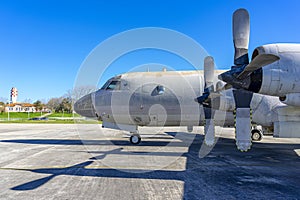 4-engine propeller plane on the runway of the N1 air base in Pero Pinheiro photo