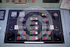 Engine room console control panel on tanker .
