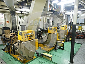 Engine room with diesel generators