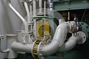 Engine room interior of a big ocean going ship